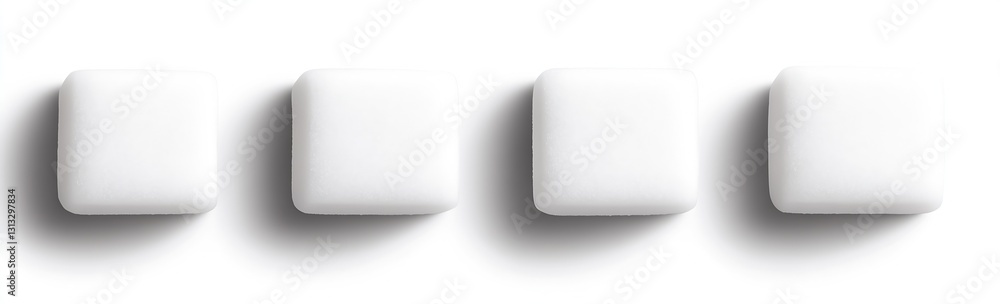 Aufkleber Four white foam squares arranged in a row on a clean surface showcasing their pristine condition : Generative AI