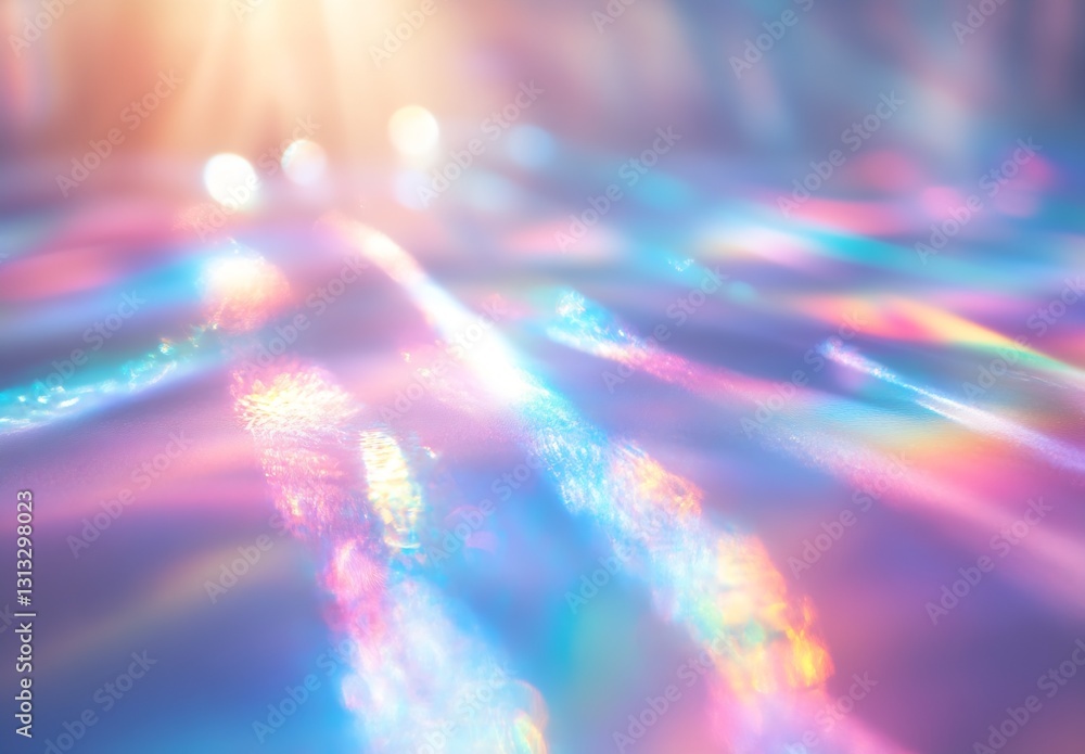 Poster Mesmerizing play of light and color creating an ethereal atmosphere on a soft flowing surface : Generative AI