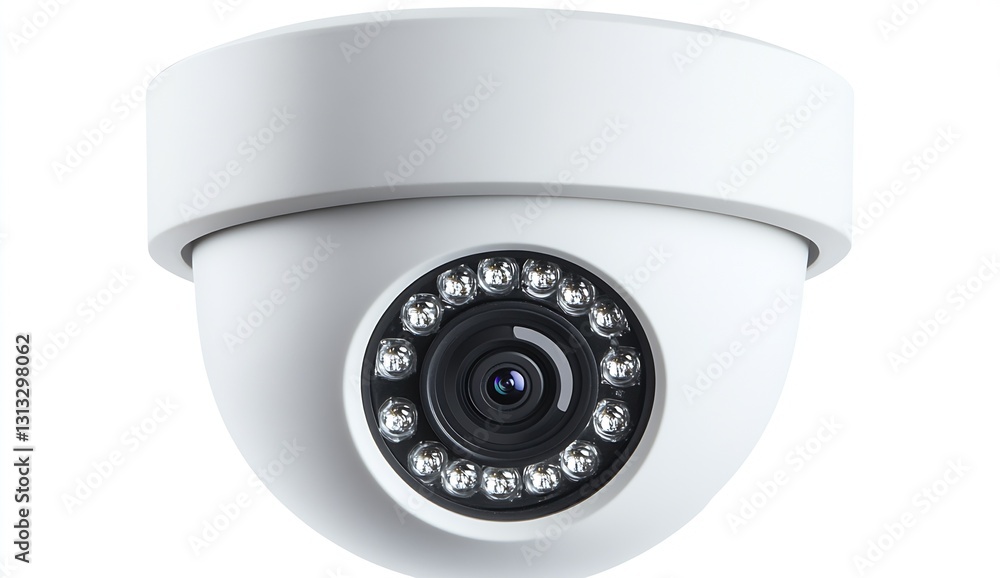 Aufkleber Modern security camera showcasing a sleek design equipped with lights and lenses against a clean white background : Generative AI