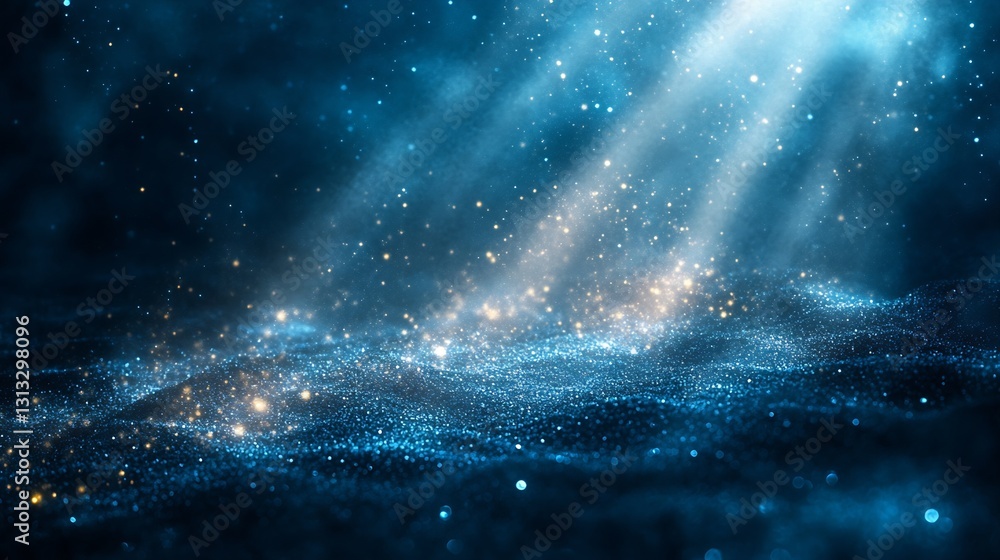 Aufkleber whimsical depiction of floating light particles and beams creating a shimmering effect in a tranquil