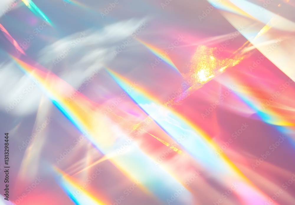 Poster Beautiful abstract composition of light reflections creating a kaleidoscope effect on a smooth surface : Generative AI