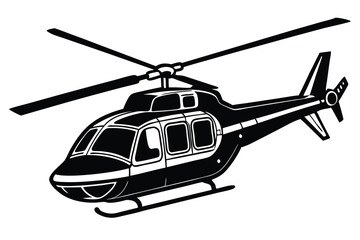 silhouette Military helicopter illustration on white background