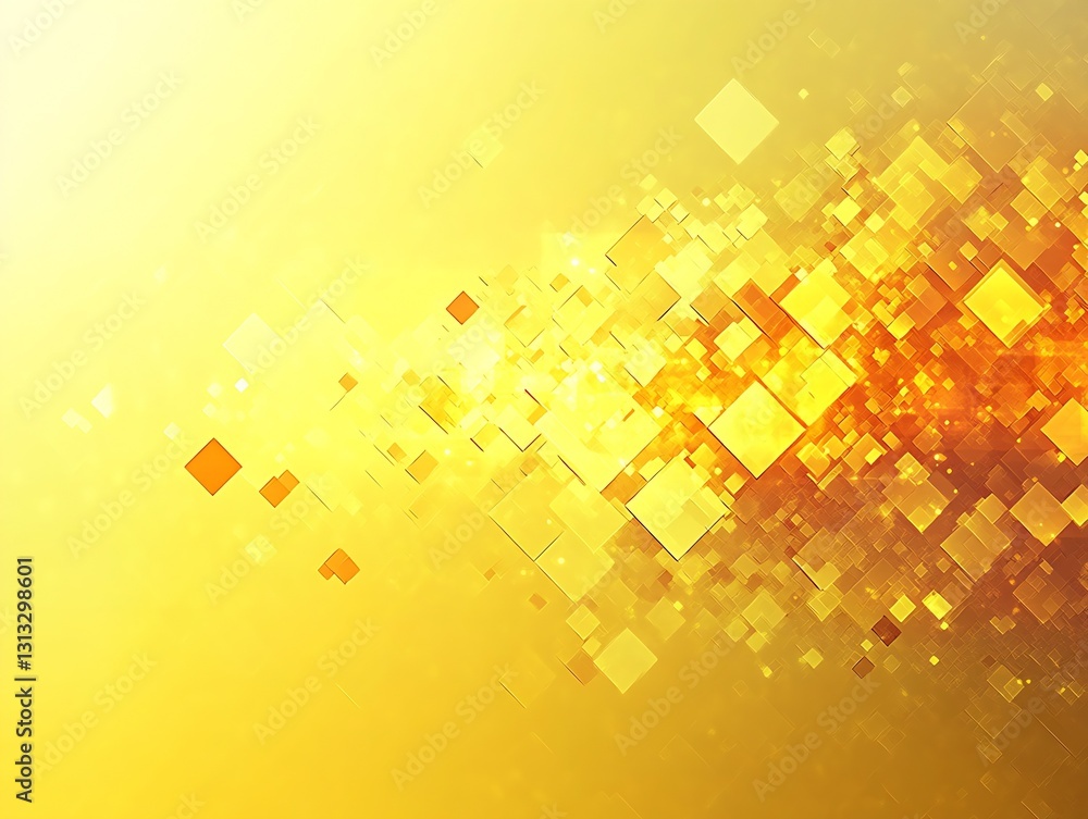 Poster Stunning abstract background with glowing yellow and orange squares creating a sense of depth : Generative AI