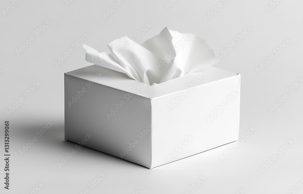Poster Crisp White Tissue Box with Soft Papers Perfectly Arranged for a Clean Environment : Generative AI