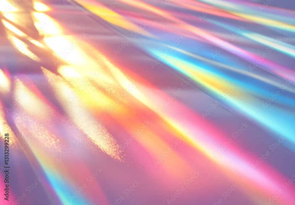 Poster Vivid Rainbow Reflection Across Smooth Surface Creating a Colorful and Dynamic Display : Generative AI