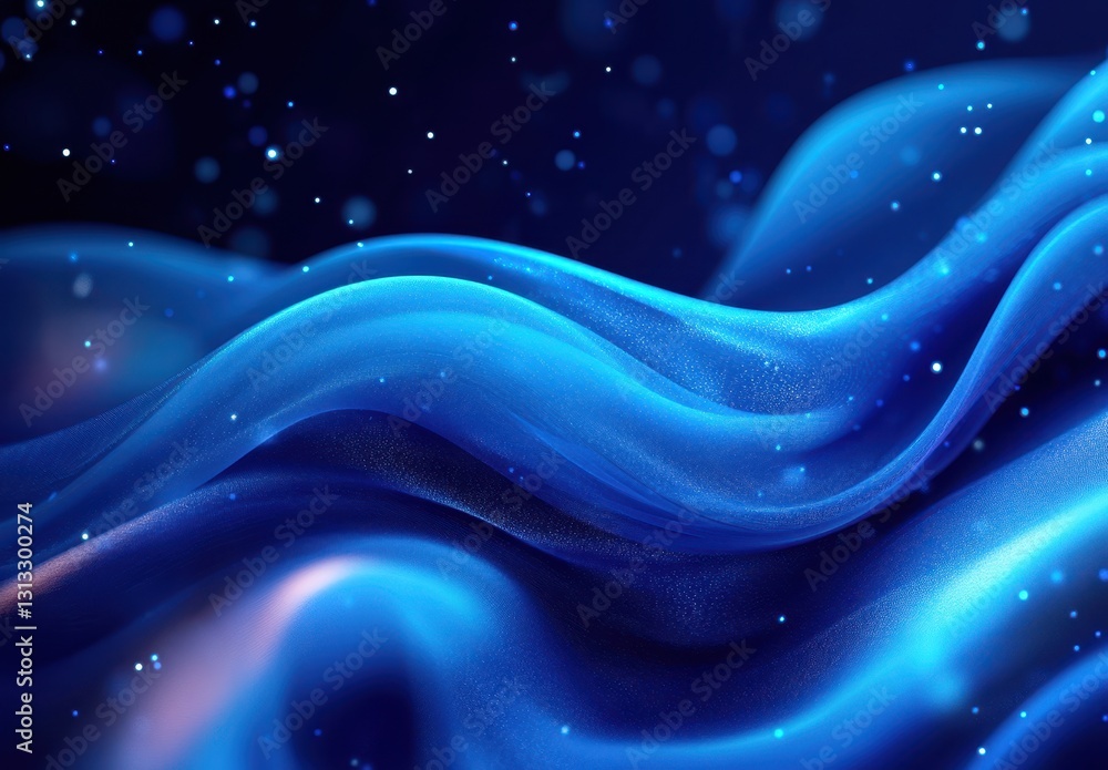 Poster abstract blue waves with soft light and sparkles creating a dreamy atmosphere for background and des