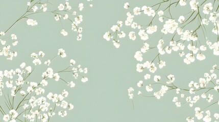 Delicate white flowers on long stems against soft blue green