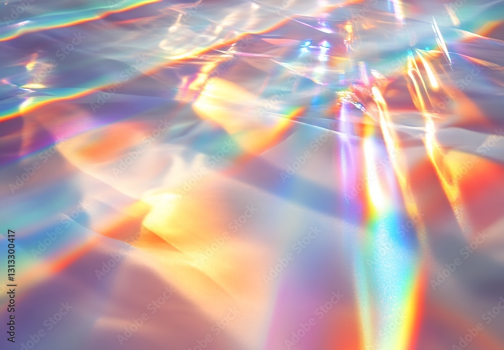 Fototapete Stunning Iridescent Texture of Light Reflections on a Soft Background for Artistic Projects : Generative AI