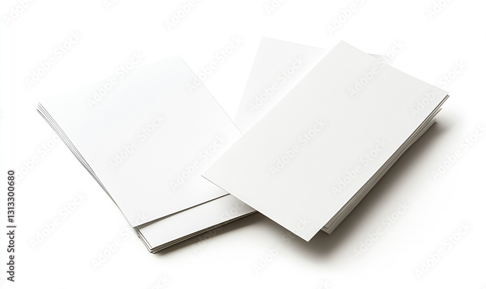 Aufkleber Stack of blank white paper sheets arranged neatly on a clean surface for various creative projects : Generative AI