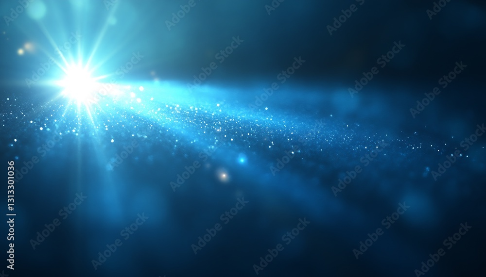 Poster stunning light rays with sparkle effects creating an enchanting blue atmosphere in a dreamy backdrop