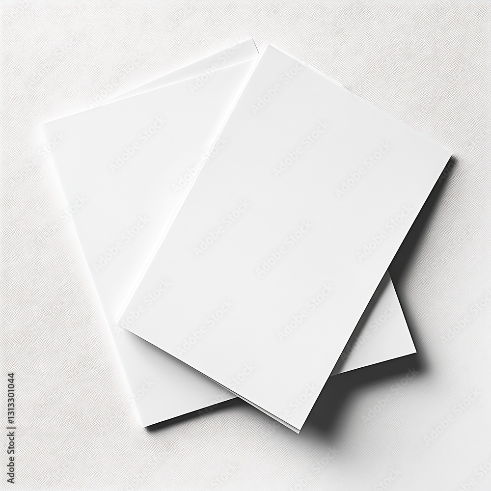 Poster blank white papers stacked neatly on a minimalist surface perfect for creative designs and presentat