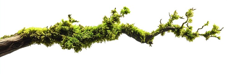 Obraz premium Closeup view of a mosscovered branch highlighting the bright green hues in nature : Generative AI