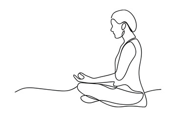 Mindfulness, Meditation, Yoga, Woman, Tranquility, One Line, Art, Peace, Serenity, Posture