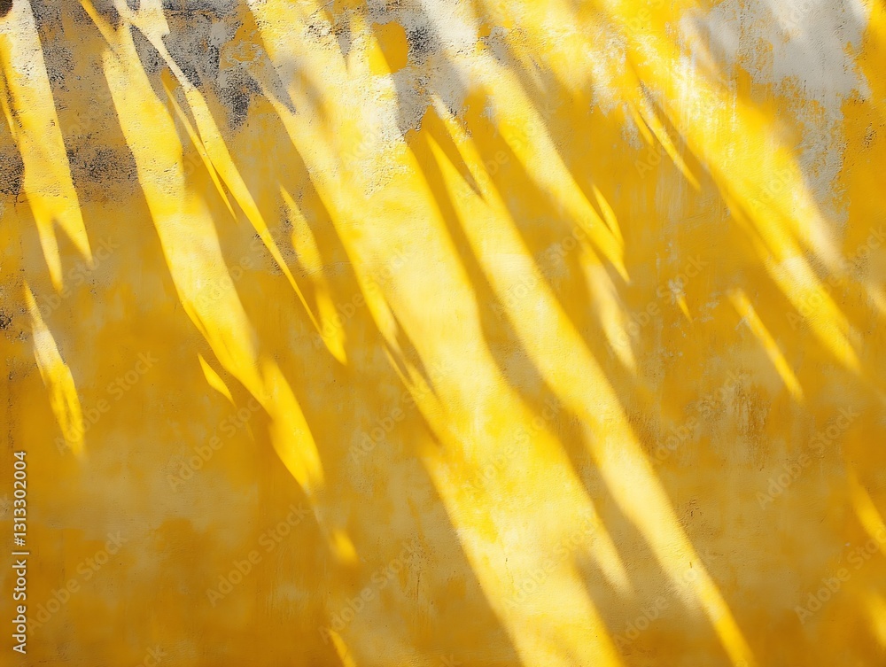 Poster vibrant yellow wall texture with natural shadows creating an artistic effect : generative ai