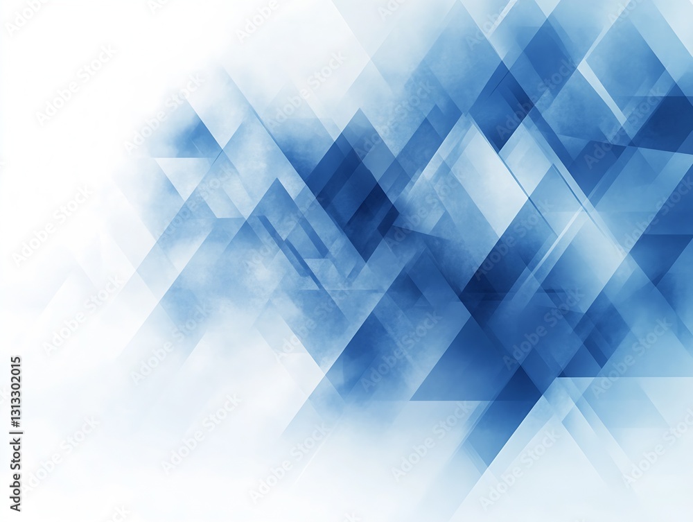 Poster elegant and minimalistic blue abstract pattern of overlapping translucent shapes conveying depth and