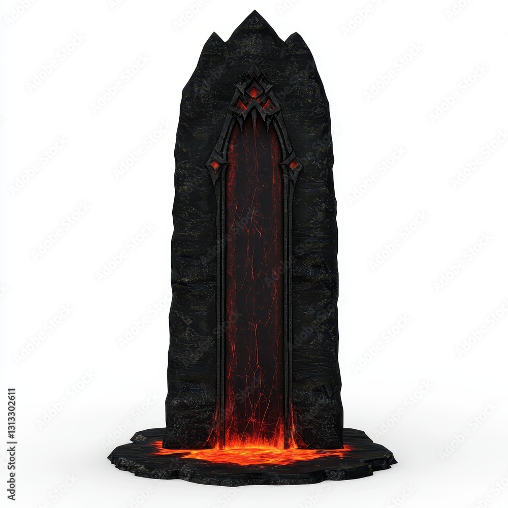 Poster Dark Fiery Portal with Lava in a Mysterious Fantasy Setting