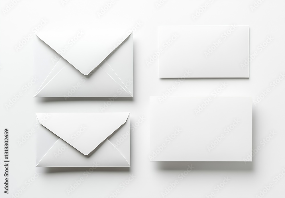 Poster simple elegant white envelopes and blank business cards arranged neatly on a clean surface : generat