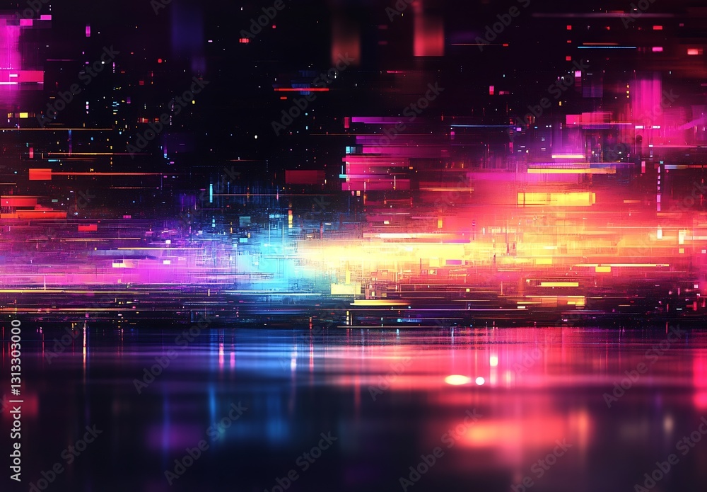 Aufkleber Stunning Futuristic Background With Blurred Lights And Dynamic Color Streams : Generative AI