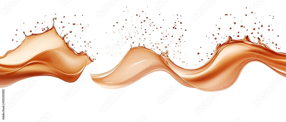 Poster Smooth flowing milk chocolate waves creating dynamic motion for modern digital designs : Generative AI