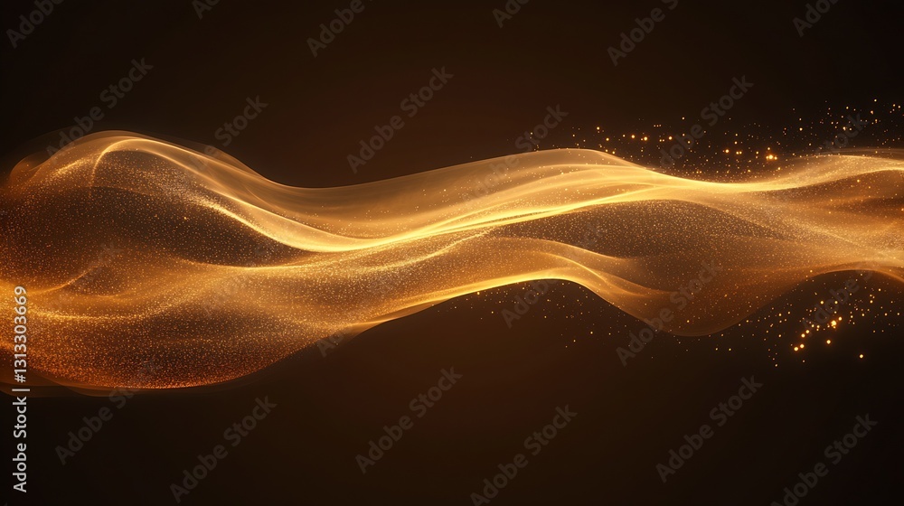 Fototapete dynamic golden wave flowing gracefully with sparkling lights creating a sense of luxury : generative