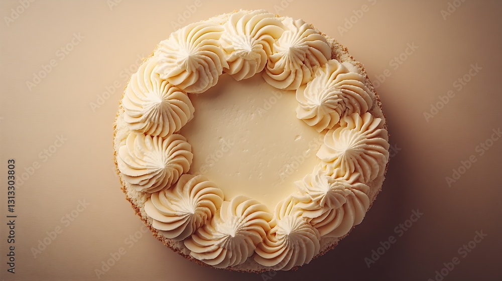 Poster delicious creamy cheesecake decorated with swirls of whipped cream on a soft background : generative