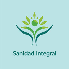 Fototapeta premium Adobe Illustrator ArtworkWellness-Inspired Logo: Green Human Figure and Circular Leaf Pattern, Highlighting Holistic Health and Wellbeing Concepts