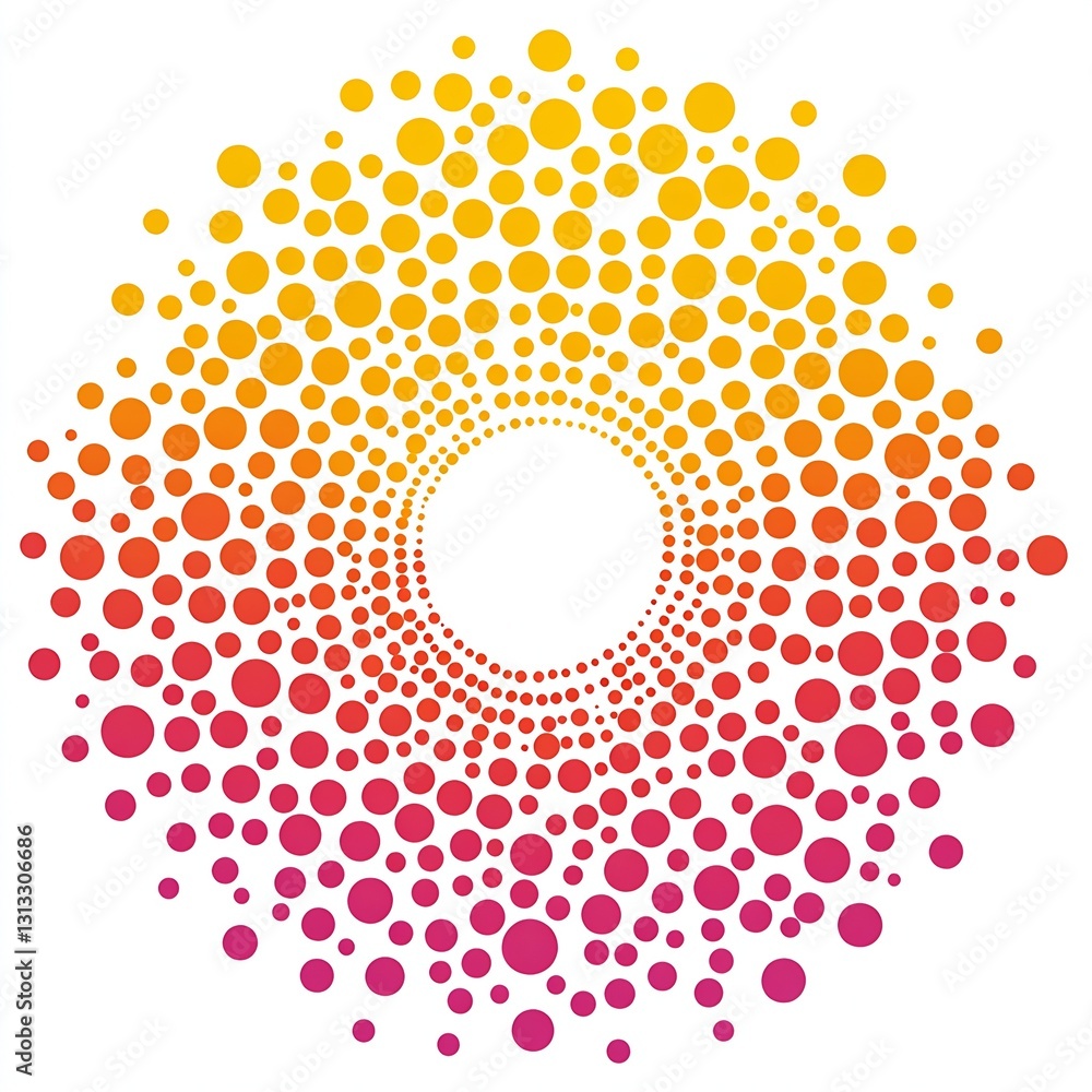 Poster Colorful abstract gradient circle design filled with vibrant dots for artistic backgrounds : Generative AI