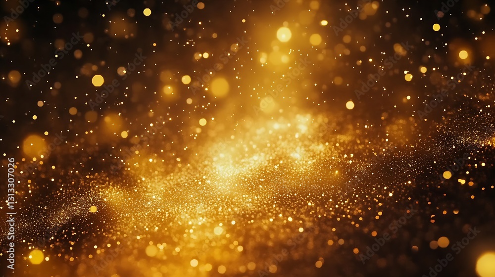 Aufkleber Dazzling golden bokeh texture background featuring sparkling particles for creative design and art projects : Generative AI