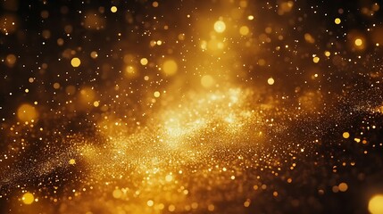 Fototapeta premium Dazzling golden bokeh texture background featuring sparkling particles for creative design and art projects : Generative AI