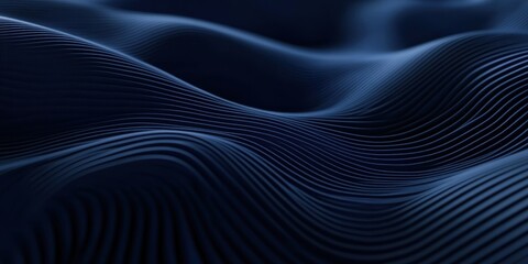 Obraz premium Abstract dark blue wave pattern with smooth lines creating a sense of fluid motion, perfect for modern design and technology backgrounds.