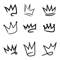 Hand-Drawn Crown Doodle Vector Set for Design and Branding