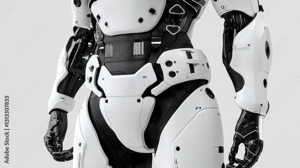 Poster futuristic humanoid robot design with sleek metallic features