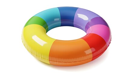 A Vibrant Rainbow Inflatable Ring Promising Carefree Summer Fun And Joyful Poolside Relaxation With...
