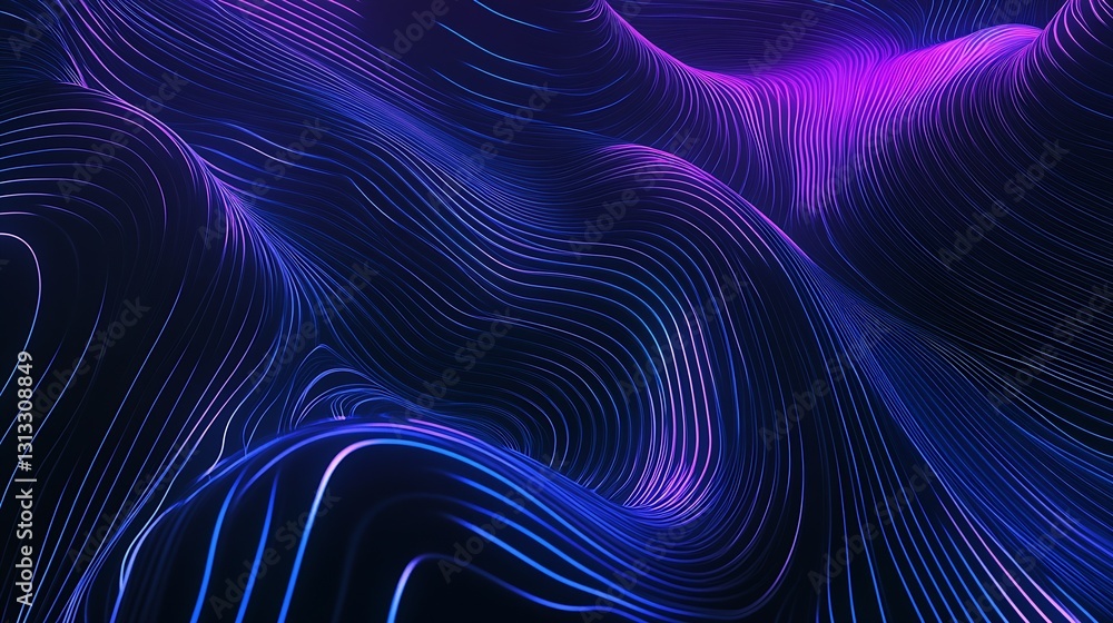 Aufkleber Captivating abstract waves of flowing purple and blue light creating a futuristic vibe : Generative AI