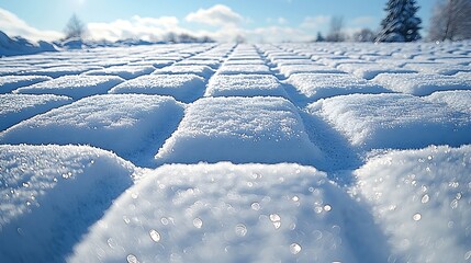 Obraz premium Snow-covered pavement, winter landscape