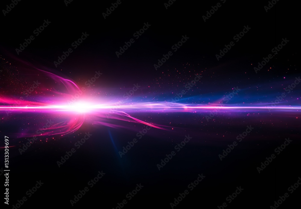 Poster sleek cosmic light ray emergence with dynamic vibrant colors illuminating dark surroundings : genera