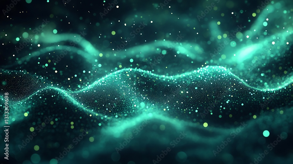 Poster Closeup view of shimmering particles and waves creating a mystical underwater effect : Generative AI