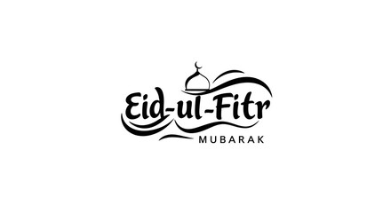 Fototapeta premium Eid-ul-fitr Mubarak A Joyous Celebration Of Faith, Family, And New Beginnings, Elegantly Styled With Flowing Script And A Mosque Silhouette