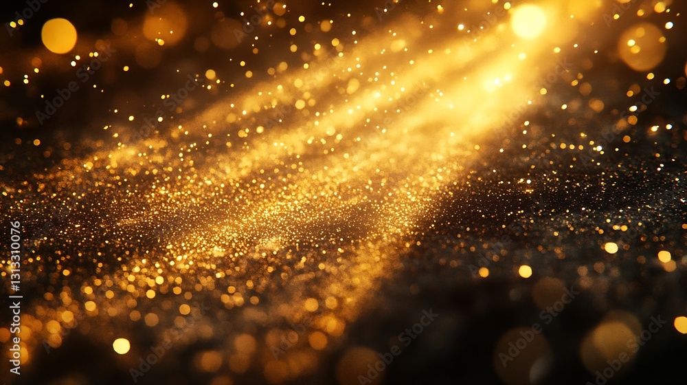 Poster stunning golden light beams creating a magical atmosphere with sparkling dust particles : generative
