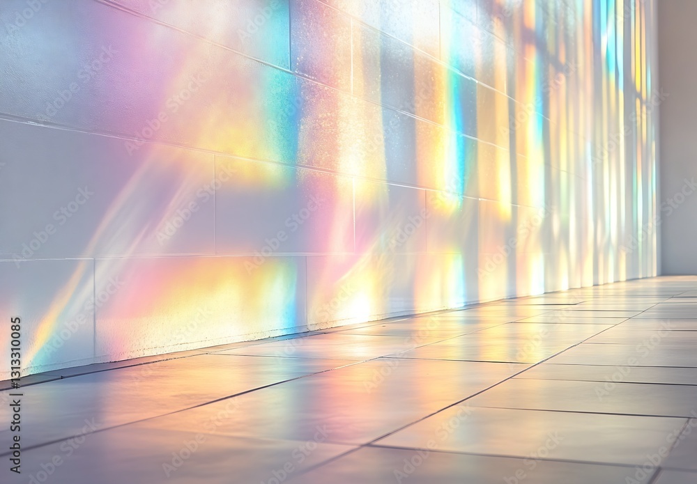 Fototapete stunning light reflections on a smooth floor creating a vibrant palette of colorful patterns : gener