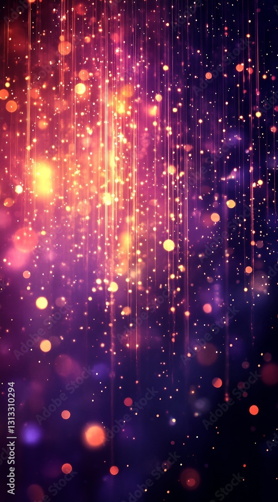 Poster Abstract Background with Twinkling Lights and Bokeh Effects Creating a Dreamy Atmosphere in Vibrant Colors : Generative AI