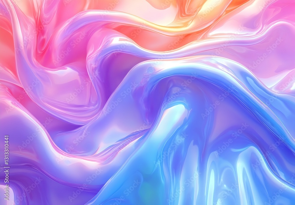 Poster elegant and smooth pastel waves with beautiful colors blending together in an enchanting flowing des