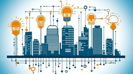 Fototapeta premium Creative city innovation vector illustration showcases urban development with sustainable energy powering future growth and innovative solutions
