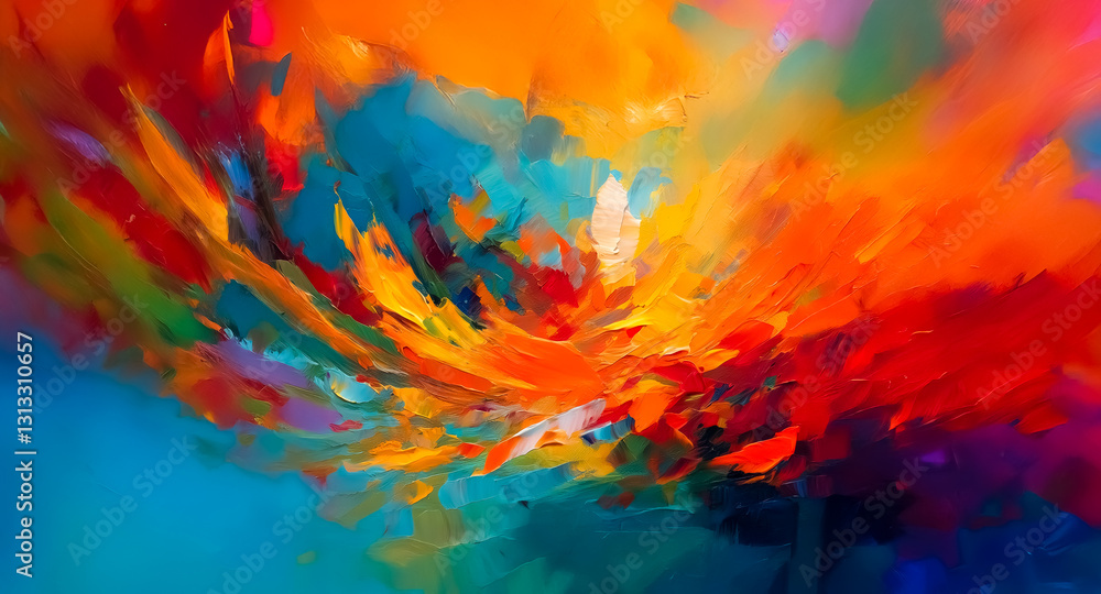 Aufkleber vibrant abstract background with dynamic brushstrokes and bold colors creating an expressive and art