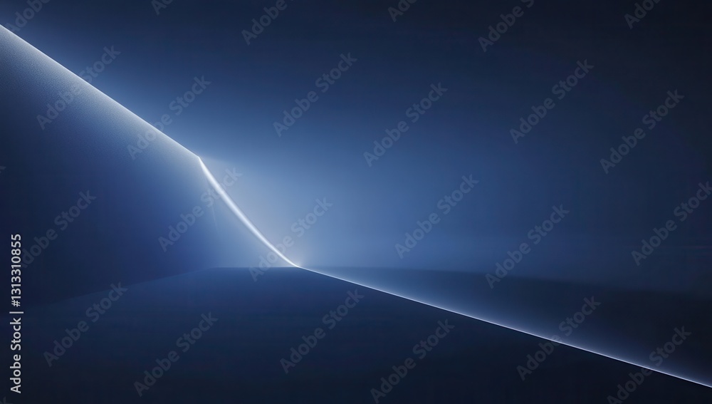 Poster abstract digital light ray cutting through dark space creating a sense of depth and mystery in a fut