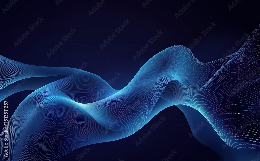 Poster abstract digital waves in shades of blue creating a smooth flowing design ideal for backgrounds, web
