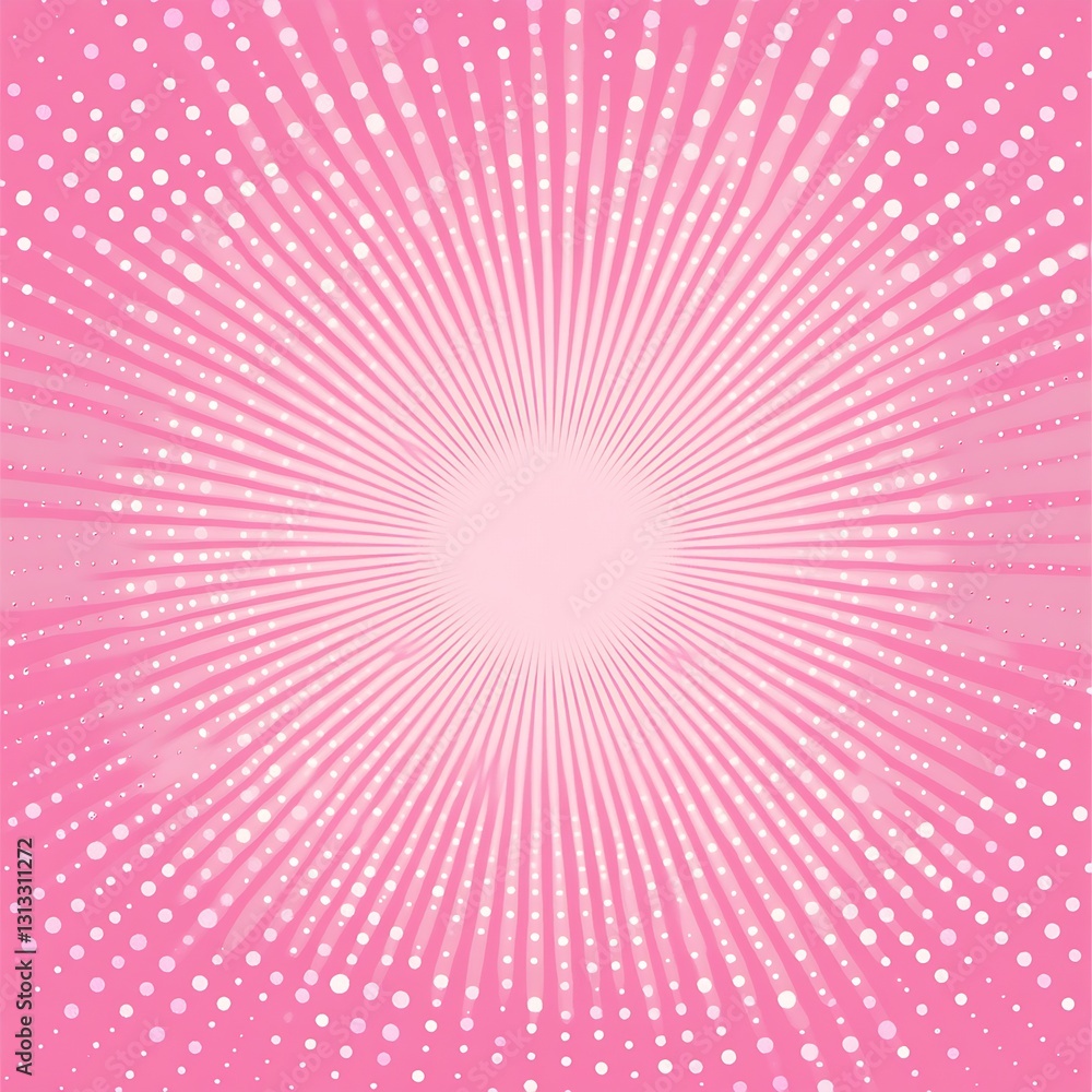 Poster Elegant pink radial design featuring soft lines and dots for artistic projects or backgrounds : Generative AI
