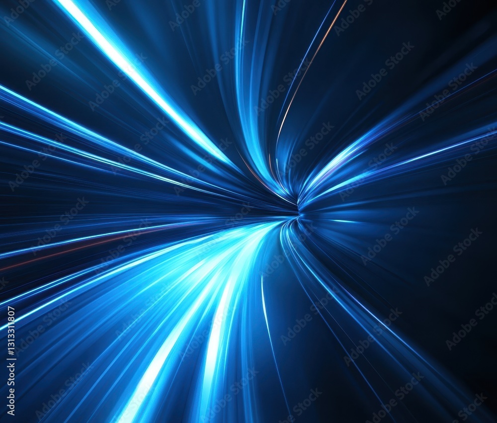 Poster abstract flow of blue light rays in dark space creating a sense of motion and depth with vibrant ene