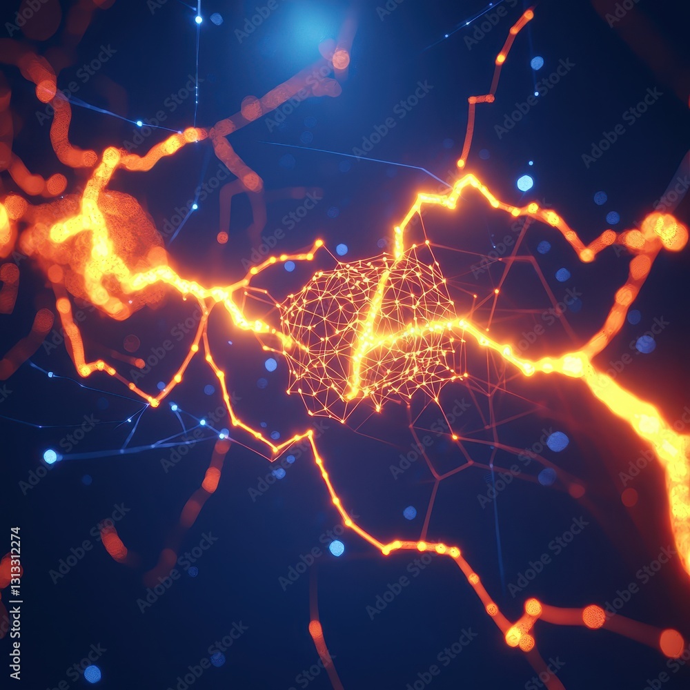 Poster abstract digital network with colorful lines and connections
