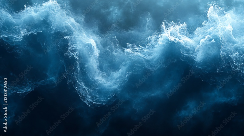 Aufkleber dynamic waves of blue mist and foam captured in a breathtaking ocean scene representing movement and